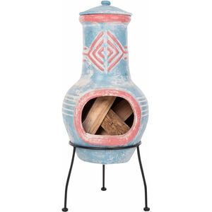 RedFire – Colima – Blauw & Rood - Kleihaard – Terrashaard – Fireplace – Stevig - Terrasverwarming – Sfeerhaard