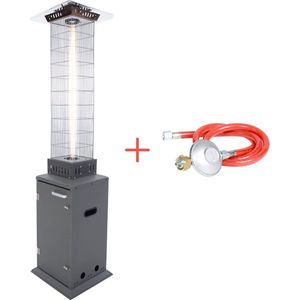 Sunred – Gas flame torch - Gas lijn - Zwart - Staand model - Terrasverwarmer - Gas - 12000 W – Verschillende standen - Elektrische ontsteking - Gas heater