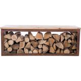 RedFire Handmade Wood Storage Bench Tyr 120 cm - Multifunctionele houtopslag en buitenbank - Stijlvolle combinatie van hout en roest