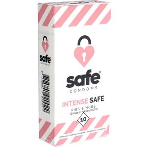SAFE Intense Veilig - geribbelde en genopte condooms (10 stuks)