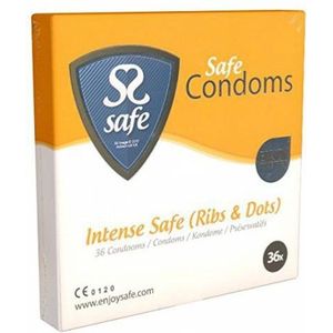 SAFE condooms met ribbels & noppen - 36 stuks