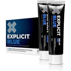 Explicit Blue - Erectiepillen - Inclusief: Erectiecrème & Delay Gel - Inhoud: 4 Pillen & 2x 85 ml