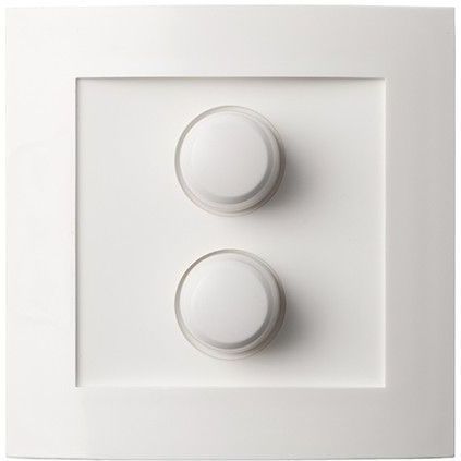 Tradim - Afdekplaatje duo voor dimmer - Wit - IP44 - incl. knoppen