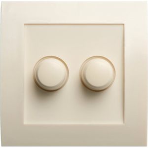 Tradim - Afdekplaatje duo voor dimmer - Créme - IP44 - incl. knoppen