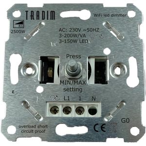 Tradim - WiFi LED Dimmer inbouw - 3-200W - Fase afsnijding