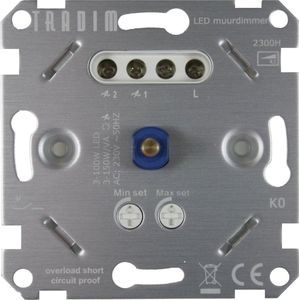 Led dimmer inbouw 3-100W | Fase Afsnijding (RC) | Tradim 2300H