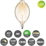 Home Sweet Home - Edison Vintage E27 LED filament lichtbron Carbon - Amber - 16/16/29cm - G180 Ovaal - Retro LED lamp - Dimbaar - 4W 400lm 2700K - warm wit licht - geschikt voor E27 fitting