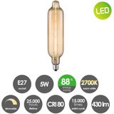 Home Sweet Home - Edison Vintage E27 LED filament lichtbron Carbon - Amber - 7.8/7.8/33cm - G78 Tube - Retro LED lamp - Dimbaar - 5W 400lm 2700K - warm wit licht - geschikt voor E27 fitting