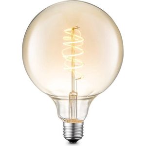 Home Sweet Home - Edison Vintage E27 LED filament lichtbron Globe - Amber - 12.5/12.5/17cm - G125 Spiraal - Retro LED lamp - Dimbaar - 4W 280lm 2700K - warm wit licht - geschikt voor E27 fitting