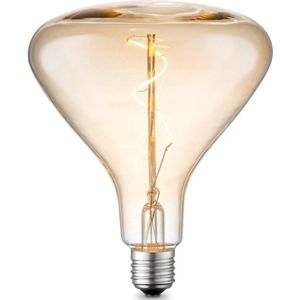Home Sweet Home - Edison Vintage E27 LED filament lichtbron Flex - Amber - 14/14/16cm - Spiraal - Retro LED lamp - Dimbaar - 3W 180lm 2700K - warm wit licht - geschikt voor E27 fitting