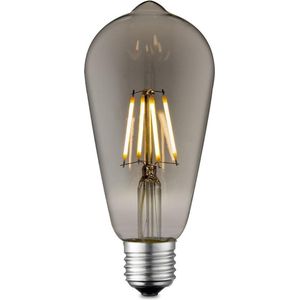 Home Sweet Home - Edison Vintage E27 LED filament lichtbron Drop - Rook - 6.4/6.4/14cm - ST64 Deco - Retro LED lamp - Dimbaar - 4W 150lm 1800K - warm wit licht - geschikt voor E27 fitting