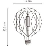 Home Sweet Home - Edison Vintage E27 LED filament lichtbron Globe - Rook - 15/15/20.5cm - G150 Deco - Retro LED lamp - Dimbaar - 4W 100lm 1800K - warm wit licht - geschikt voor E27 fitting