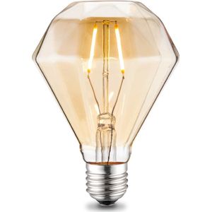 Home Sweet Home - Edison Vintage E27 LED filament lichtbron Diamond - Amber - 9.5/9.5/13.5cm - D95 2W 160lm 2700K - warm wit licht - geschikt voor E27 fitting