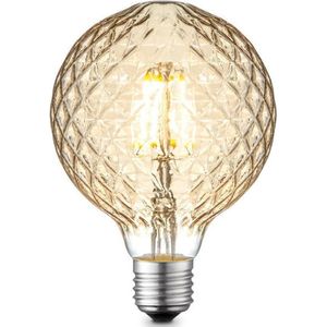 Home Sweet Home - Edison Vintage E27 LED filament lichtbron Globe - Amber - 9.5/9.5/13.5cm - G95 Deco - Retro LED lamp - Dimbaar - 4W 330lm 2700K - warm wit licht - geschikt voor E27 fitting