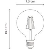 Home Sweet Home - Edison Vintage E27 LED filament lichtbron Globe - Helder - 9.5/9.5/13.5cm - G95 Deco - Retro LED lamp - Dimbaar - 6W 700lm 3000K - warm wit licht - geschikt voor E27 fitting