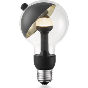 Home Sweet Home - Design LED Lichtbron Move Me - Zwart/Goud - 8/8/13.7cm - G80 Sphere LED lamp - Met verstelbare diffuser - 3W 220lm 2700K - warm wit licht - geschikt voor E27 fitting