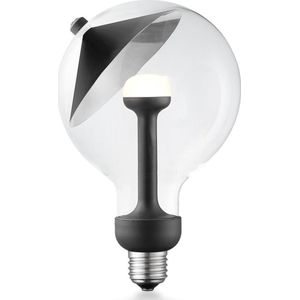 Home Sweet Home - Design LED Lichtbron Move Me - Zwart/Zilver - 12/12/18.6cm - G120 Cone LED lamp - Met verstelbare diffuser - Dimbaar - 5W 400lm 2700K - warm wit licht - geschikt voor E27 fitting