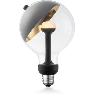 Home Sweet Home - Design LED Lichtbron Move Me - Zwart/Goud - 12/12/18.6cm - G120 Sphere LED lamp - Met verstelbare diffuser - Dimbaar - 5W 400lm 2700K - warm wit licht - geschikt voor E27 fitting