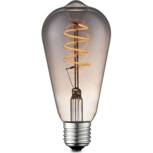 Home Sweet Home - Edison Vintage E27 LED filament lichtbron Drop - Rook - 6.4/6.4/14cm - ST64 Spiraal - Retro LED lamp - Dimbaar - 4W 100lm 1800K - warm wit licht - geschikt voor E27 fitting