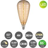 Home Sweet Home - Edison Vintage E27 LED filament lichtbron Hive - Amber - 16/16/35cm - Spiraal - Retro LED lamp - Dimbaar - 4W 280lm 2700K - warm wit licht - geschikt voor E27 fitting