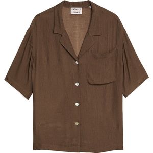 Livy - Blouse - Walnootkleur - Rayon/Nylon - Cubaanse Kraag