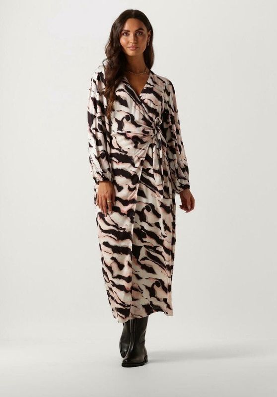 Catwalk Junkie Wikkeljurk Yala met All Over Print Beige/Zwart