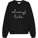 Catwalk Junkie dames O-hals sweater graphic always late zwart