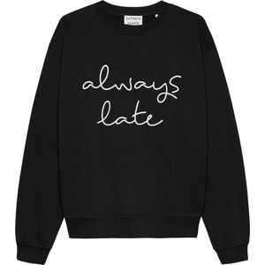 Catwalk Junkie dames O-hals sweater graphic always late zwart