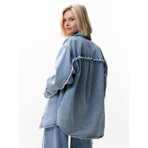 Catwalk Junkie - Denim Blouse - Oversized - Gerafelde Details