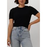 Catwalk Junkie Ribbed Tee Tops T-shirts Dames - Shirt - Zwart