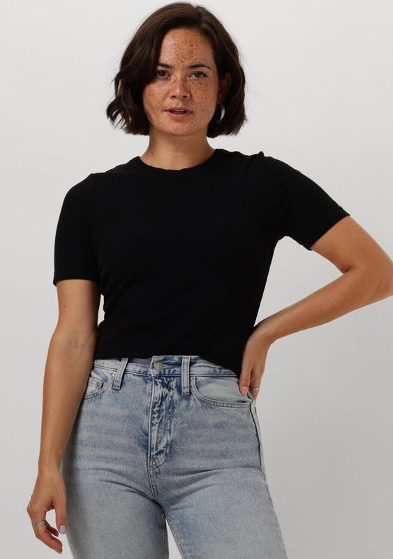 Catwalk Junkie Ribbed Tee Tops T-shirts Dames - Shirt - Zwart