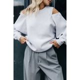 Catwalk Junkie - 2402031000 - Sweater - Grey Melange - Relaxed Open Shoulder