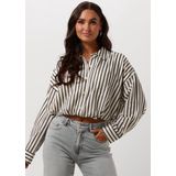 Catwalk Junkie - Cropped Button Up Blouse - Ecru - Dames