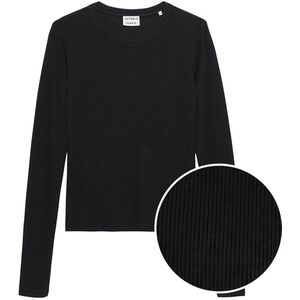 Catwalk Junkie dames O-hals longsleeve shirt rib zwart