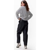 Catwalk Junkie Longsleeve Shirt Zwart en Wit - Dames Relaxed Fit Strepen