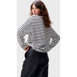 Catwalk Junkie Longsleeve Shirt Zwart en Wit - Dames Relaxed Fit Strepen