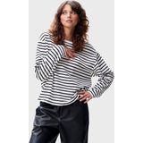 Catwalk Junkie Longsleeve Shirt Zwart en Wit - Dames Relaxed Fit Strepen