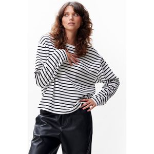 Catwalk Junkie - Relaxed Stripe Long Sleeve - T-shirt - Wit