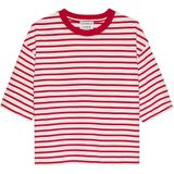 Catwalk Junkie - Striped Loose Fit T-shirt - Rood - Katoen
