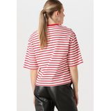 Catwalk Junkie - Striped Loose Fit T-shirt - Rood - Katoen