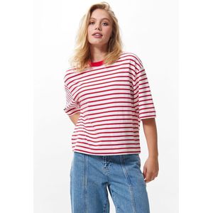 Catwalk Junkie - Striped Loose Fit T-shirt - Rood - Katoen