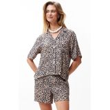 Catwalk Junkie - Leopard Blouse - Korte Mouwen - Relaxed Fit - 100% Viscose