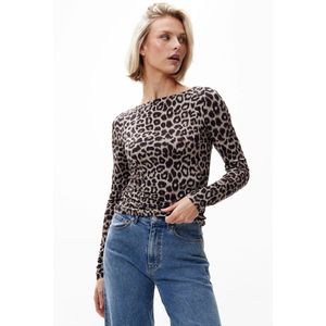 Longsleeve - Sand - Luipaardprint - Zachte Mesh Kwaliteit
