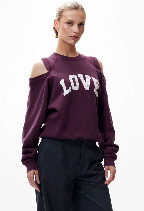 2503020608 - Graphic Sweater - Winetasting - Raglan met Open Schouders