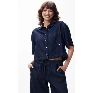 Denim Blouse - Donkerblauw - Katoen Lyocell Mix