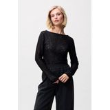 Longsleeve - Zwart - Aangesloten - Stretch Kant - Boothals