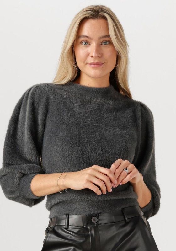 Catwalk Junkie - Fuzzy Puff Sleeve Knit - Hoodie - Donkergrijs