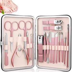 JC's - 18-delige Professionele Manicure Set & Pedicureset met Nagelvijl & Nageltang – Nagelset met Nagelschaartje & Huidverzorging – Manicure Etui - Nagelknipper - behandeling nagels en huid