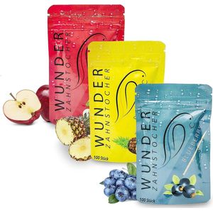 Wonder Tandenstokers - Tandenstoker met smaak - Sensationele smaakbeleving - Verfris de Adem - Suikervrij - Assorti refill Bosbes, Ananas, Appel