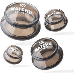 Matchu Sports | Cellulite cups | Cupping cups | Silliconen | Cupping set van 4 | Full body | Massage cups | Donkergrijs | Duurzaam | Makkelijk te reinigen | Anti Cellulitis | Vacuum | Anti aging |